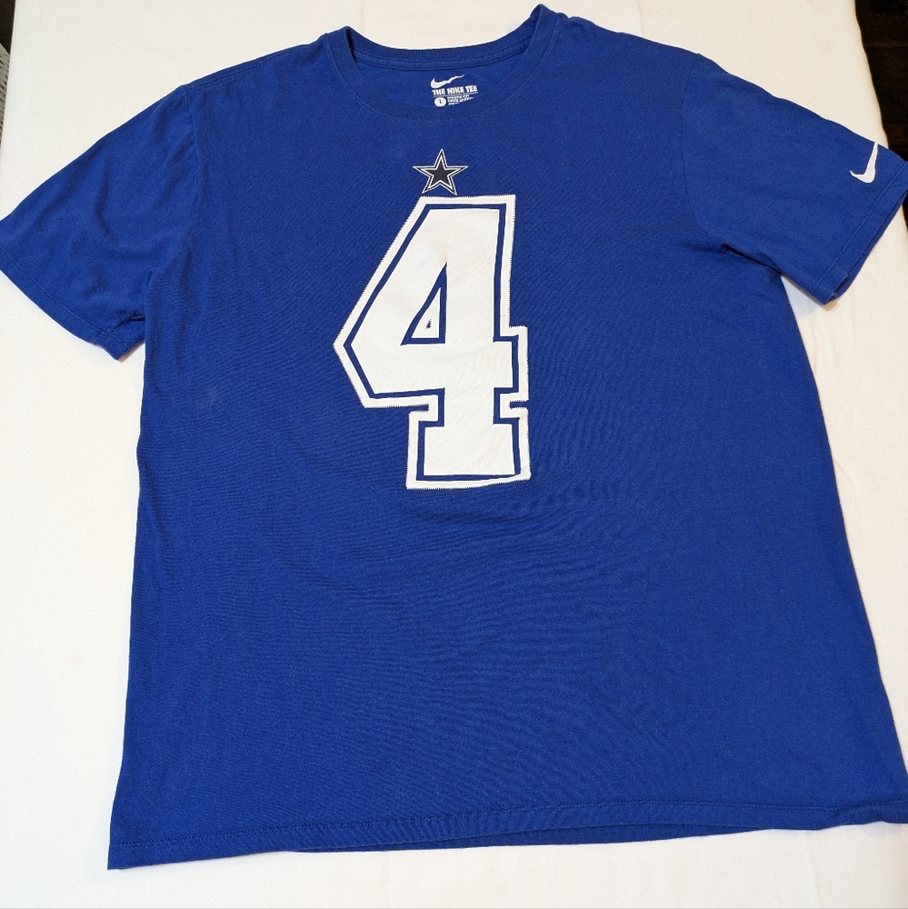 Nike Dallas Cowboys Blue and White Jersey Tee Featuring Dak Prescott 4